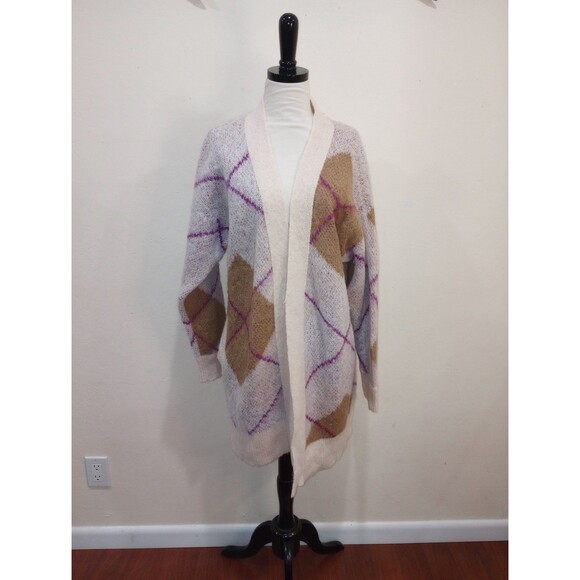 NWOT! Free People Argyle Avenue Oversized Maxi Open Front Cardigan - XS - Picture 4 of 12
